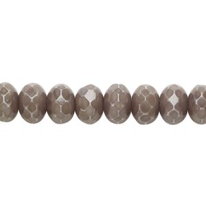 Bead, Czech fire-polished glass, opaque charcoal with vividi finish, 9x6mm faceted rondelle. Sold per 7-inch strand, approximately 30 beads.