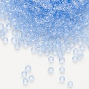 Seed bead, Miyuki, glass, pkg/50g, #8 rocaille, transparent light cornflower blue (RR-159L).