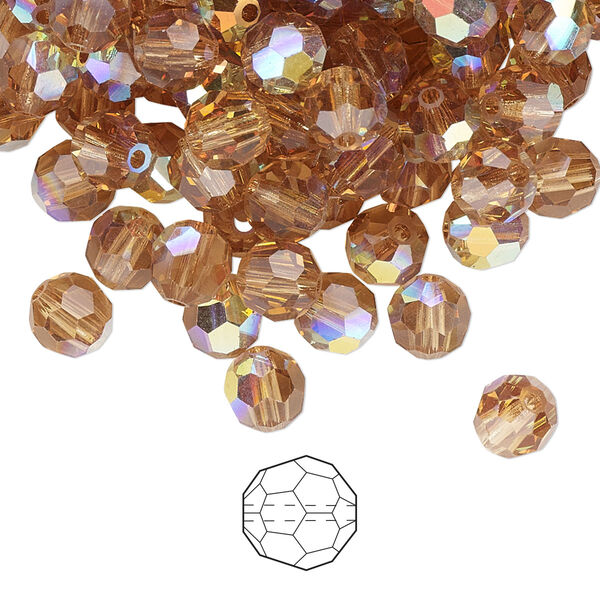 Bead 144pk light Colorado topaz AB, Preciosa Czech crystal 6mm round image number 0