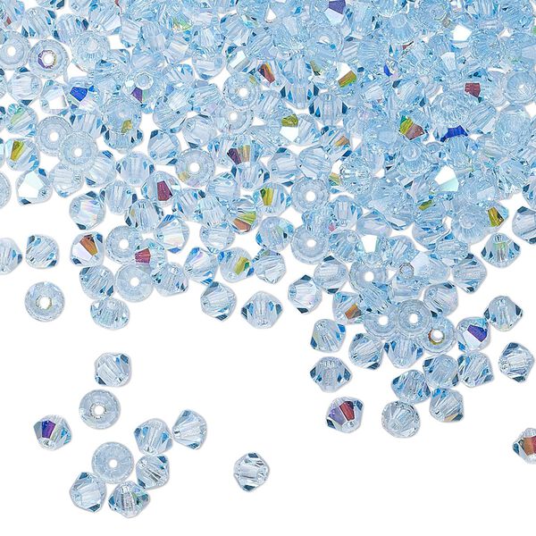Bead 1440pk aquamarine AB, Preciosa Czech crystal 3mm bicone image number 0