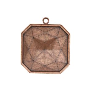 Drop, Almost Instant Jewelry®, antique copper-plated brass, 25mm square with 23mm square setting. Sold per pkg of 2.