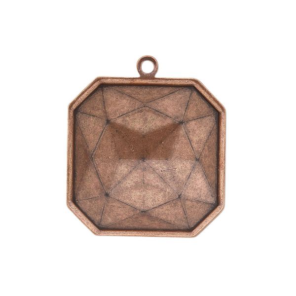 Drop, Almost Instant Jewelry®, antique copper-plated brass, 25mm square with 23mm square setting. Sold per pkg of 2. image number 0