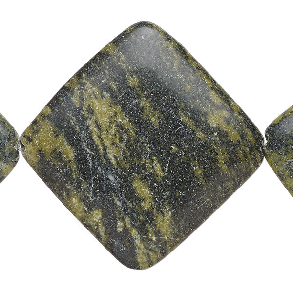 Serpentine 1pkg1, puffed diamond bead natural, 15 inch 50-51mm image number 0