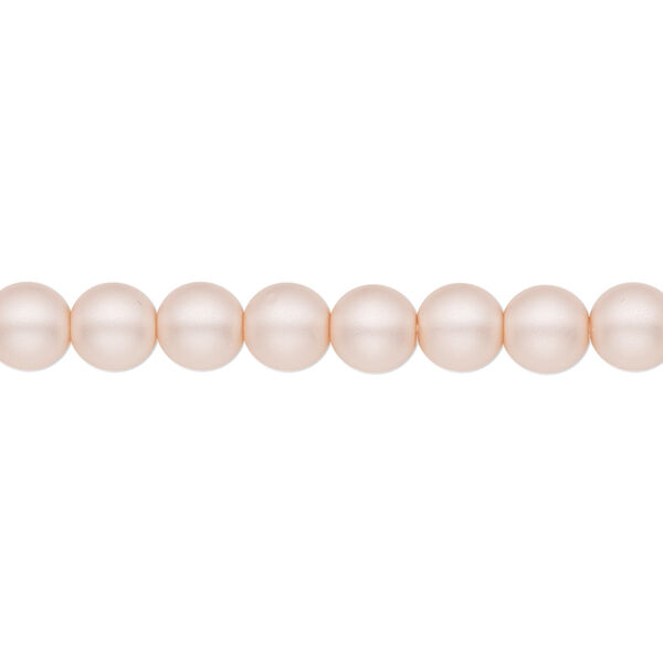 Bead, Czech pearl-coated glass druk, opaque matte soft pink, 6mm round. Sold per 15-1/2" to 16" strand. image number 0