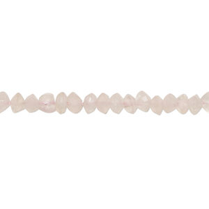 Rose quartz 1pkg1, tumbled hand-cut faceted saucer bead, 13 inch 4x2mm-5x4mm