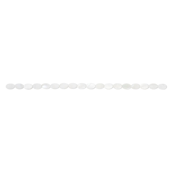 Mother-of-pearl shell 1pkg1, flat oval bead 15 inch ivory 13x8mm image number 1