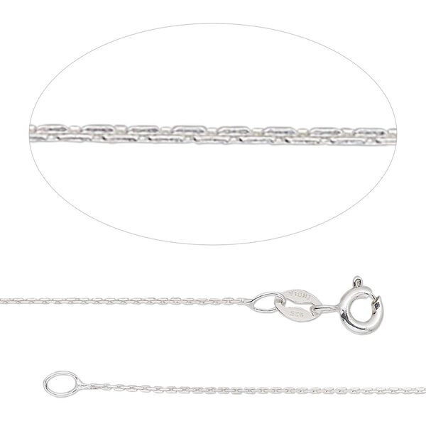 Chain, Gossamer™, sterling silver, 0.5mm Boston link, 18 inches with springring clasp. Sold individually. image number 0