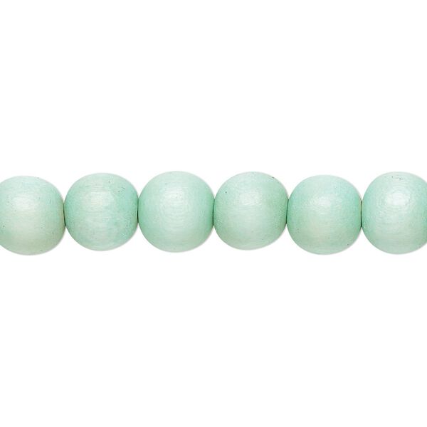 Bead 1pkg1, Taiwanese cheesewood (dyed / waxed), seafoam, 7-8mm round, 15-1/2 to 16 inches. image number 0