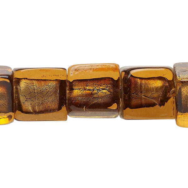 Bead, glass, translucent brown, 12mm cube. Sold per 8-inch strand, approximately 15 beads. image number 0