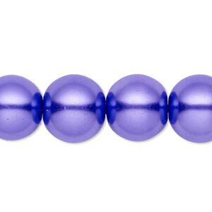 Bead, crystal pearl, violet, 14mm round. Sold per 15-1/2" to 16" strand, approximately 25 beads.