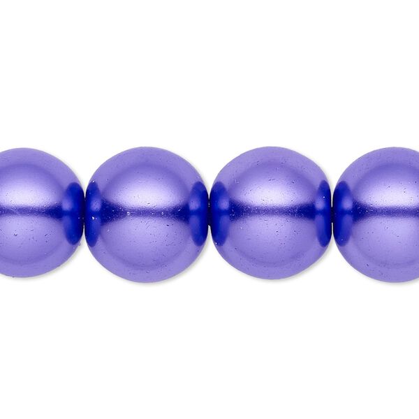 Bead, crystal pearl, violet, 14mm round. Sold per 15-1/2" to 16" strand, approximately 25 beads. image number 0