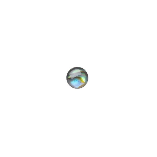 Cabochon, paua shell (coated), 6mm calibrated round, Mohs hardness 3-1/2. Sold per pkg of 10. image number 0