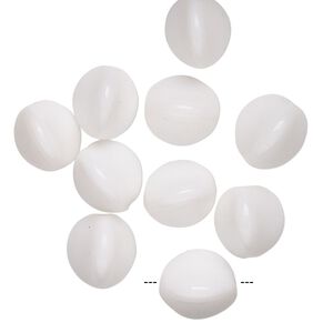 Bead, vintage German pressed glass, opaque white, 10x10mm-11x10mm 3-sided oval. Sold per pkg of 10.
