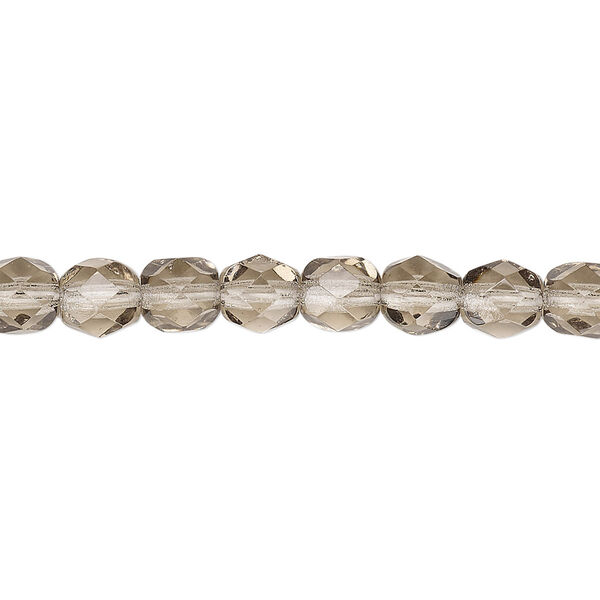 Bead, Czech fire-polished glass, translucent smoke, 6mm faceted round. Sold per pkg of 1,200 (1 mass). image number 0