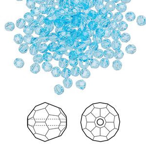 Bead 144pk aquamarine, Crystal Passions® 3mm round 5000