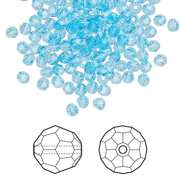 Bead 144pk aquamarine, Crystal Passions® 3mm round 5000 image number 0