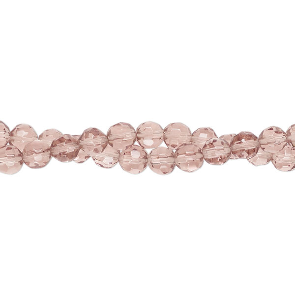 Bead, glass, translucent light plum, 4-5mm faceted round. Sold per pkg of (2) 12-inch strands, approximately 140 beads. image number 0