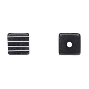 Bead, laminated acrylic, black and white, 10x10mm-11x11mm cube. Sold per pkg of 100.