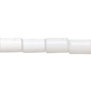 Bead, cat's eye glass (fiber optic glass), white, 11x7mm round tube. Sold per 14-inch strand, approximately 35 beads.