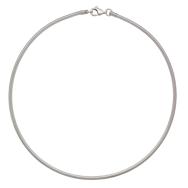 Chain, stainless steel, 3mm round omega, 18 inches with lobster claw clasp. Sold individually. image number 0