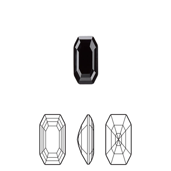 Fancy stone 2pk jet, Crystal Passions® 12x6mm elongated imperial 4595 image number 0