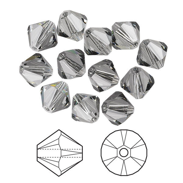 Bead 12pk black diamond, Crystal Passions® 8mm bicone 5328 image number 0