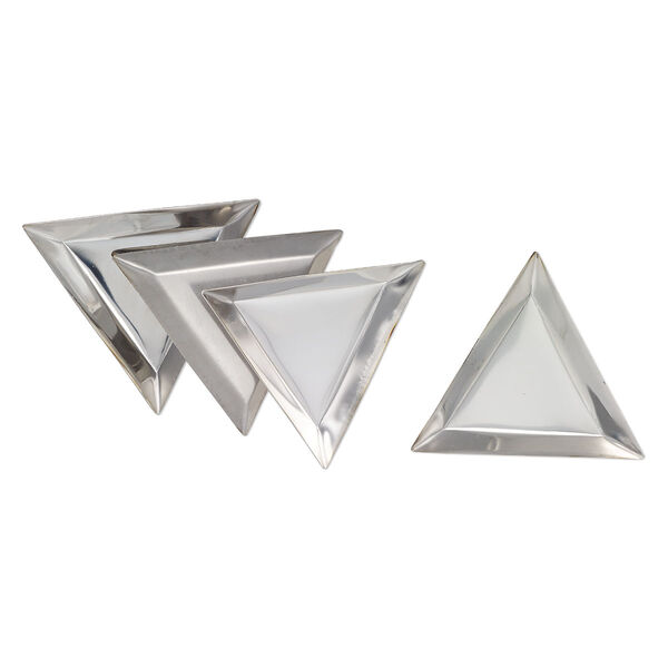 Sorting tray, stainless steel, 3-1/4 x 3-1/4 x 3-1/4 inch triangle, 22-23 gauge. Sold per pkg of 4. image number 0