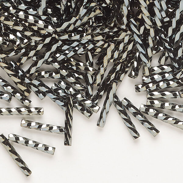Bugle bead, Dyna-Mites™, glass, opaque iris gold, 12mm twisted. Sold per 1/2 kilogram pkg. image number 0