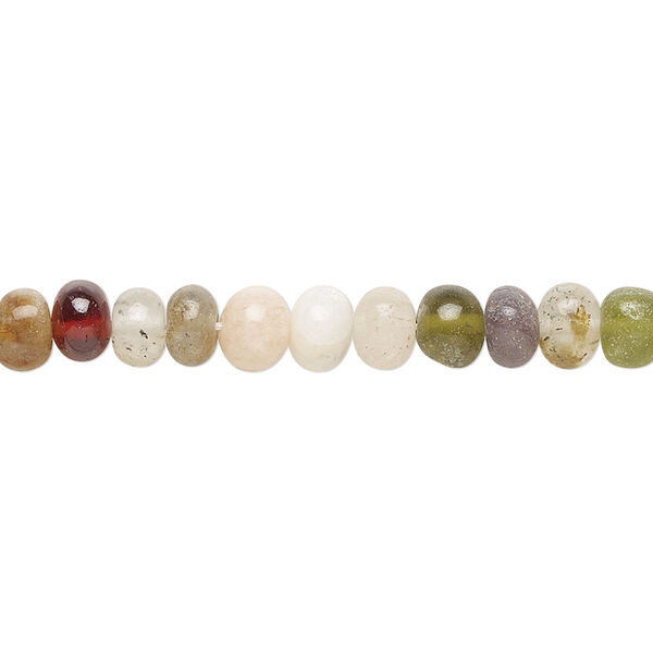 Bead, multi-gemstone (natural / dyed / heated), small hand-cut smooth pebble, Mohs hardness 3-7. Sold per 14-inch strand, approximately 85 beads. image number 0