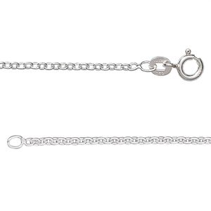 Chain 1pkg1 sterling silver cable, 1.7mm / mixed clasp, Gossamer™ 18 inch