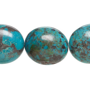 Turquoise 1pkg1, puffed oval bead 8 inch 23x19mm-26x23mm