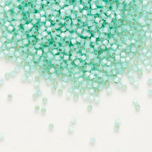 Seed bead, Delica®, glass, pkg/250g, #11 round, translucent silver-lined light aqua green (DB-0626).