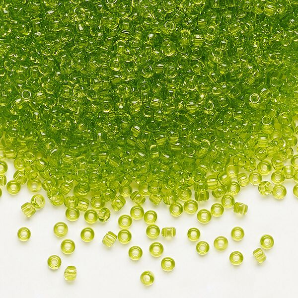 Seed bead, Dyna-Mites™, glass, pkg/40g, #11 round, transparent light green, (18 11/0 RR). image number 0