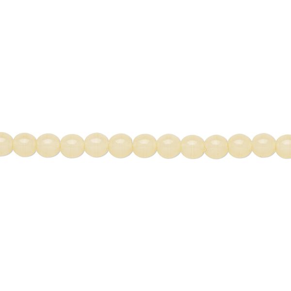 Bead, Czech dipped décor glass druk, opaque cream, 4mm round. Sold per 15-1/2" to 16" strand. image number 0