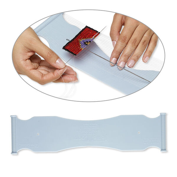 Loom, Beadalon® Jewel Loom®, plastic and steel, grey, 11-1/4 x 3 inches with 10-1/2 x 2-3/4 inch looming length. Sold per 2-piece set. image number 0