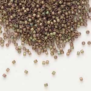 Seed bead, Delica®, glass, pkg/250g, #11 round, opaque matte rainbow bronze (DB-0380).