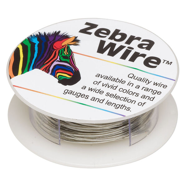 Wire, Zebra Wire™, tinned copper, silver color, round, 22 gauge. Sold per 15-yard spool. image number 0