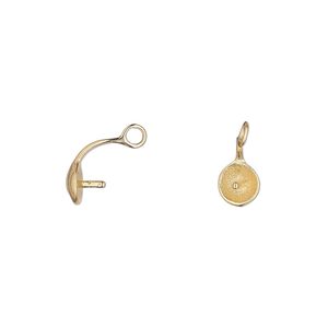Cup, gold-plated brass, 5mm cup with 3mm peg, fits 12mm half-drilled bead. Sold per pkg of 10.