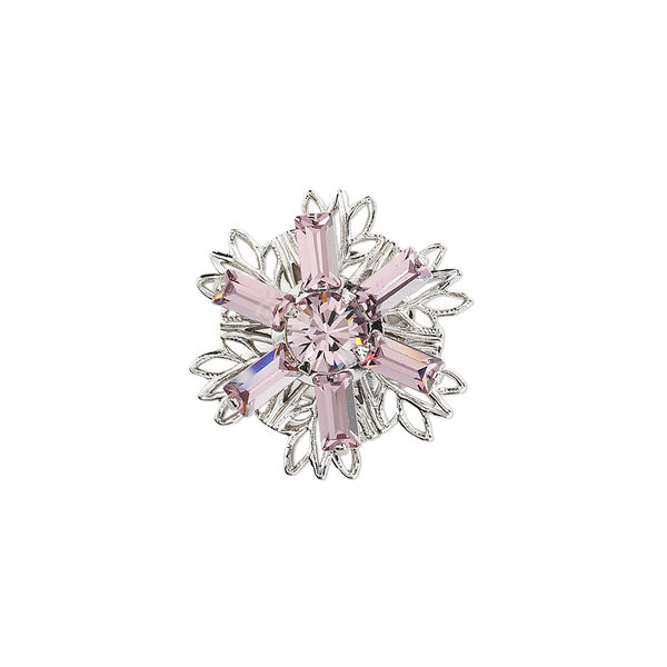 Sew-on 1pk light amethyst rhodium finish, Crystal Passions® 17mm flower image number 0