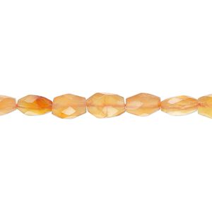Carnelian 1pkg1, hand-cut faceted puffed oval bead 14 inch 6x5mm-8x6mm