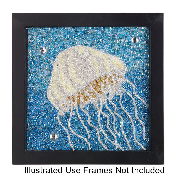 Sabrina Frey Bead Mosaic™ Starter Kit 1pkg4 glass / medium-density fiberboard / glue,  6x6 inch / "Sea Life" design, multicolored image number 3