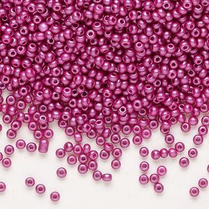 Seed bead, Preciosa Ornela Czech glass, pkg/500g, #11 rocaille, opaque PermaLux dyed purple chalkwhite, (22013).