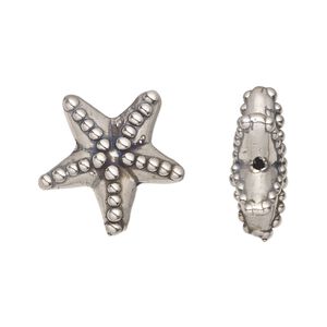 Bead, JBB Findings, sterling silver, electroformed, 19x7mm starfish. Sold individually.