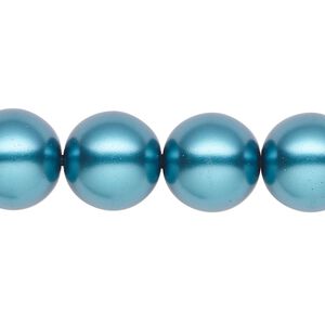 Pearl 1pk teal, Celestial Crystal® 14mm round 15.5-16 inch
