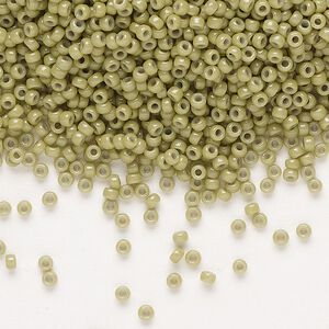 Seed bead, Miyuki, glass, pkg/25g, #11 rocaille, Duracoat® opaque outside dyed cactus (RR-4474).