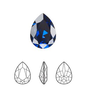 Fancy stone 48pk dark sapphire foil back, Swarovski® ReCreated™ 18x13mm pear 4320