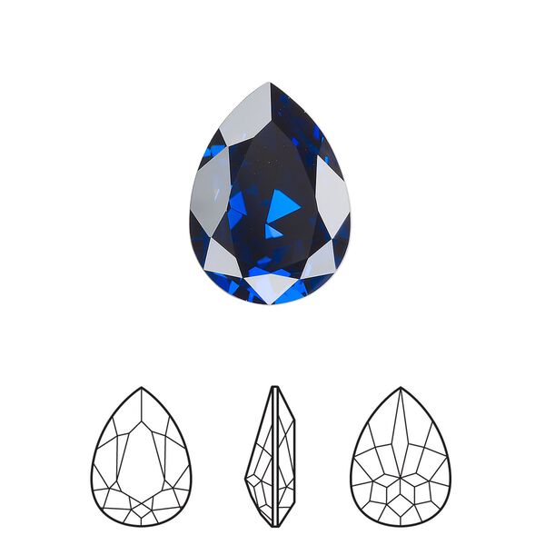 Fancy stone 48pk dark sapphire foil back, Swarovski® ReCreated™ 18x13mm pear 4320 image number 0
