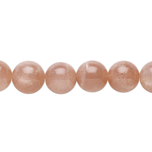 Bead, pink flake moonstone (natural), 10mm round, B grade, Mohs hardness 6 to 6-1/2. Sold per 8-inch strand, approximately 20 beads. image number 0