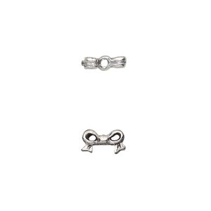 Bead, antique silver-plated pewter (tin-based alloy), 9x5mm bow, fits 4mm cube bead. Sold per pkg of 4.