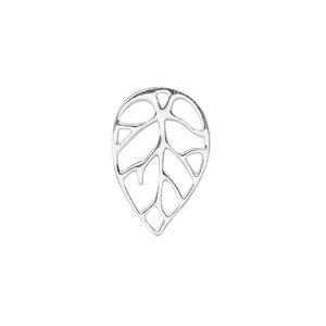 Charm, sterling silver, 22x14.5mm open leaf. Sold individually.